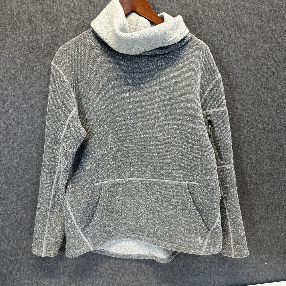 Smartwool Women's Hudson Trail Pullover Fleece Sweater Cowlneck Grey Large